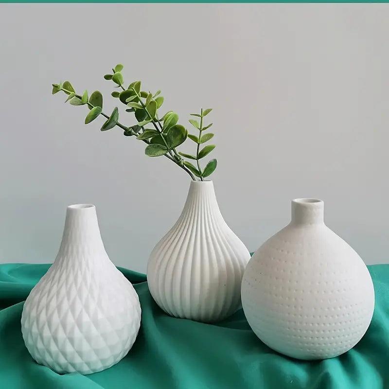 Modern White Ceramic Flower Vase for Home Decor
