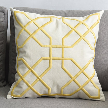 Modern Geometric Linen Embroidered Throw Pillow Cover