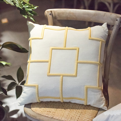 Modern Geometric Linen Embroidered Throw Pillow Cover